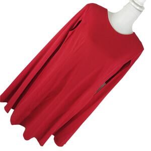 NWT@$134! CALVIN KLEIN! LUXURIOUS RICH RED ATTACHED CAPE MIDI DRESS! SZ 12
